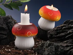 Creative mushroom shaped candle holder concrete gypsum DIY mold home decor tabletop ornament.