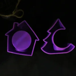 DIY silicone mold for house and tree candle holder, perfect for handmade aromatherapy decor.