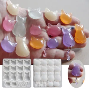 Handgemaakte 3D Kattenkop Epoxy Hars Mal Siliconen DIY Ambachtelijke Mallen Voor Sieraden Maken Bakken Taart Decoratie Gereedschap
