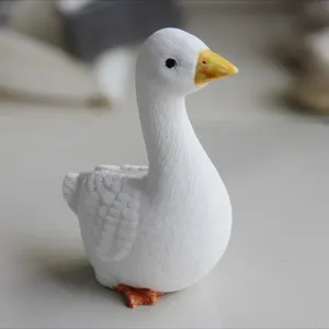 Cute 3D white goose figurine ornament, perfect for handmade crafts and home desktop decor.