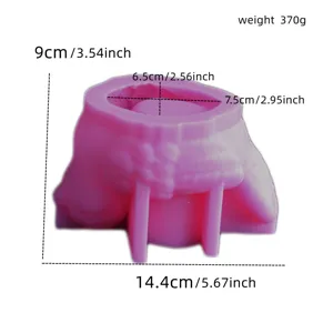 Detailed view of the pink silicone bird jar mold, showing clear dimension lines and measurements.