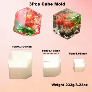Set 3 Pz Stampi in Silicone a Cubo 3D Fai da Te per Resina Decorazioni Artigianali