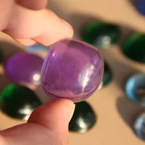Resin gemstone detail view, smooth purple round stone pendant casting mold piece closeup