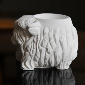 Handmade yak shape plaster cup silicone mold, cute highland bull pen holder candle jar craft