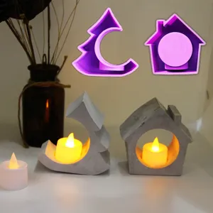 DIY Silicone Mold For House And Tree Aromatherapy Candle Holder Resin Casting Mold Home Decor Craft Making Tool