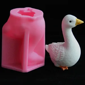 3D white goose silicone mold DIY handmade gypsum resin casting mold cute duck ornament tool