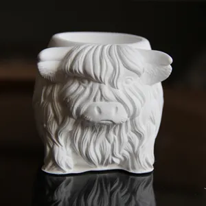 White highland cow pen holder silicone mold cute animal candle jar concrete epoxy casting tool