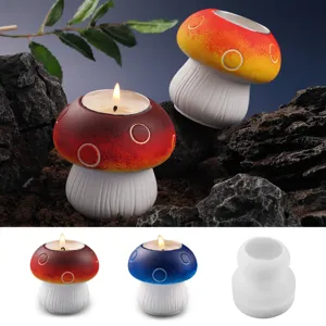 DIY Mushroom Silicone Mold For Cement Plaster Candle Holder Dual-Use Dual-Size Mirror Epoxy Resin Craft Making Mold