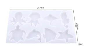 DIY ocean animal silicone mold for resin epoxy casting crafts, flexible handmade tool