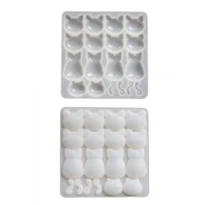 Siliconen katten mal voor epoxy hars DIY, 3D schattige kattenkop en staart gietmal set.