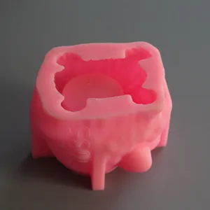 Pink silicone mold for cute yak pen holder, candle cup, resin casting and concrete crafts.
