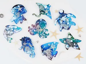 Epoxy resin ocean animal mold DIY jellyfish octopus whale turtle pendant silicone casting tool.