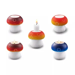 Multi-color mushroom candle holder silicone mold DIY cement plaster home decoration.