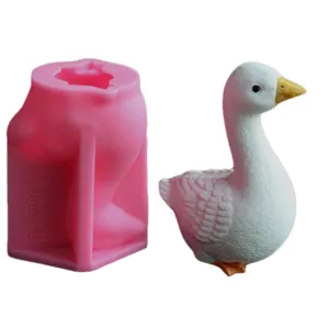 3D white goose silicone mold for handmade gypsum resin casting DIY craft desktop decoration items.