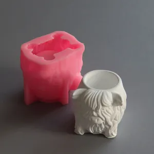 Highland cattle silicone mold cute yak gypsum pen holder candle cup concrete casting craft tool