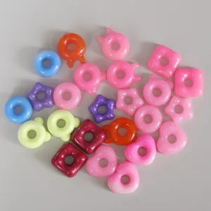 Cute resin donut star heart charms detailed view, colorful DIY pendant accessories