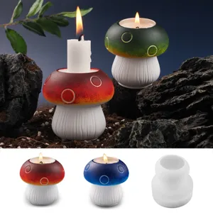 DIY mushroom candle holder silicone mold gypsum cement casting mold home decor craft making tool