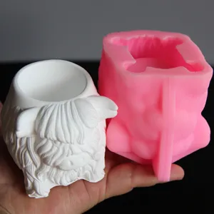 Cute Highland Cow Silicone Mold for Concrete Plaster Candle Holder DIY Resin Craft