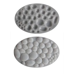 Silicone gemstone mold for resin casting, irregular round stone shapes for DIY jewelry making.