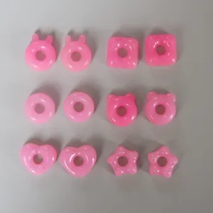 Cute pink epoxy resin donut pendant molds set featuring bear heart and star assorted shapes.