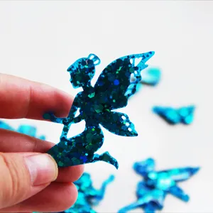 Blue glitter fairy resin craft piece showing sparkling texture and crystal clear finish.