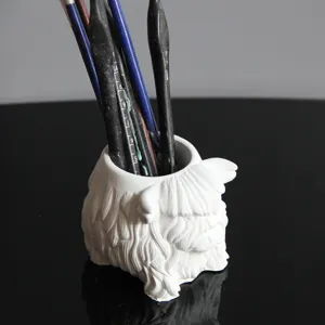 White highland yak pen holder silicone mold animal concrete candle cup detail view