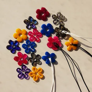 Colorful resin flower necklace pendants DIY handmade accessories charming cute floral jewelry charms