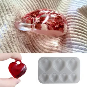 Stampo in silicone cuore 3D per resina epossidica, strumento per creazione gioielli.