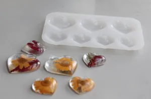 Stampo in silicone cuore 3D per ciondoli gioielli resina epossidica fiori secchi.