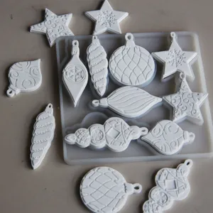 Silikonform und Gipsornamente Set für DIY Weihnachtsdekorationen, Sterne und Kugeln.