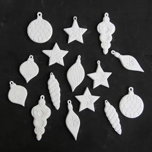 Weiße Weihnachts-Silikonform für Gips-Ornamente, Sterne und Kugeln zum Basteln DIY.