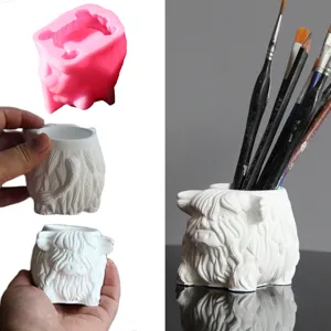 Cute highland yak silicone mold for pen holder and candle cup DIY casting crafts.