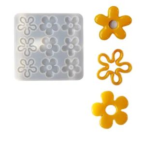 DIY silicone flower mold for resin casting and handmade jewelry pendant making accessories.
