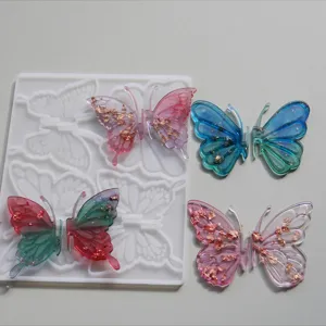 3D butterfly silicone mold for DIY resin epoxy hair clips, large craft decoration tools.