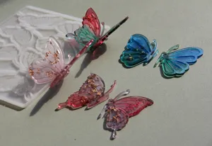 DIY 3D butterfly resin mold epoxy silicone casting mold for handmade hair clips and crafts.