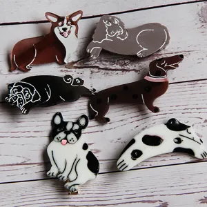 Cute dog hair clips set, assorted puppy designs acrylic cute hair accessories for daily wear.