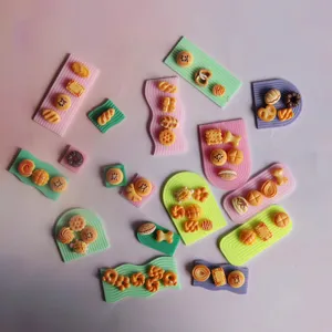 Miniatura comida bandeja ondulada molde de resina bonito hecho a mano galleta accesorios