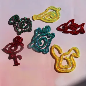 Cute animal resin bookmarks with glitter, handmade epoxy crafts, colorful decorative bookmarks.