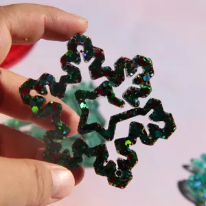 Weihnachten Schneeflocke Epoxidharz Lesezeichen Basteln Zubehör mit bunten Glitzerteilen.