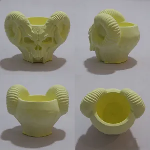 Gothic ram skull pen holder, creative resin mold storage jar and desktop plant pot decor.