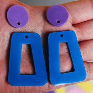 DIY geometric earring charms resin acrylic components blue trapezoid purple round pieces