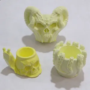 Creative gothic ram skull and octopus tentacle silicone mold set for resin casting.