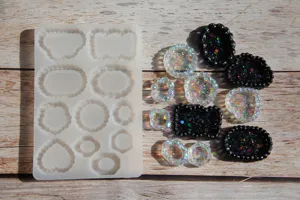 Silikonharzform mit Retro-Perlenrand fuer DIY-Schmuck, Brosche und Handwerkskunst Details