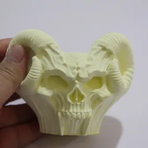 Skull goat horn resin mold or gypsum pen holder ornament for gothic home decor and crafts.