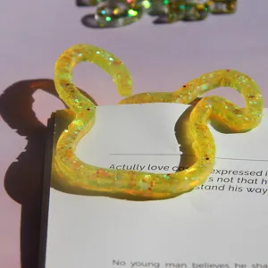 Sparkly yellow resin Mickey ear bookmark cute page holder for books stationery accessory