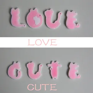 Stampo in silicone lettera gatto carino ciondolo resina, strumento fai da te rosa.