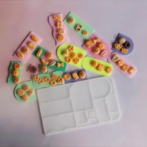 Set de molde de silueta DIY comida en miniatura para bandejas onduladas y dijes de resina.