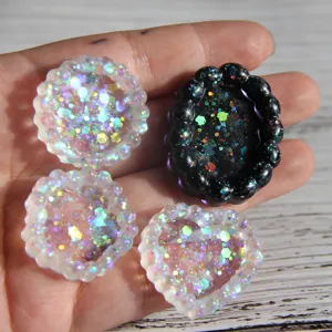 Retro perle harz schale form glitzer stern oval schmuck basis diy handwerk zubehör set neu