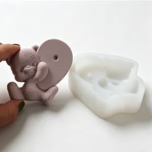 Stampo in silicone per candele di compleanno di orsetto e decorazioni per torte fai da te.