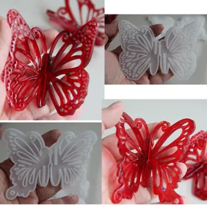 3D vlinder siliconen mal en hars afgewerkt product set voor DIY ambachten en epoxy gieten.